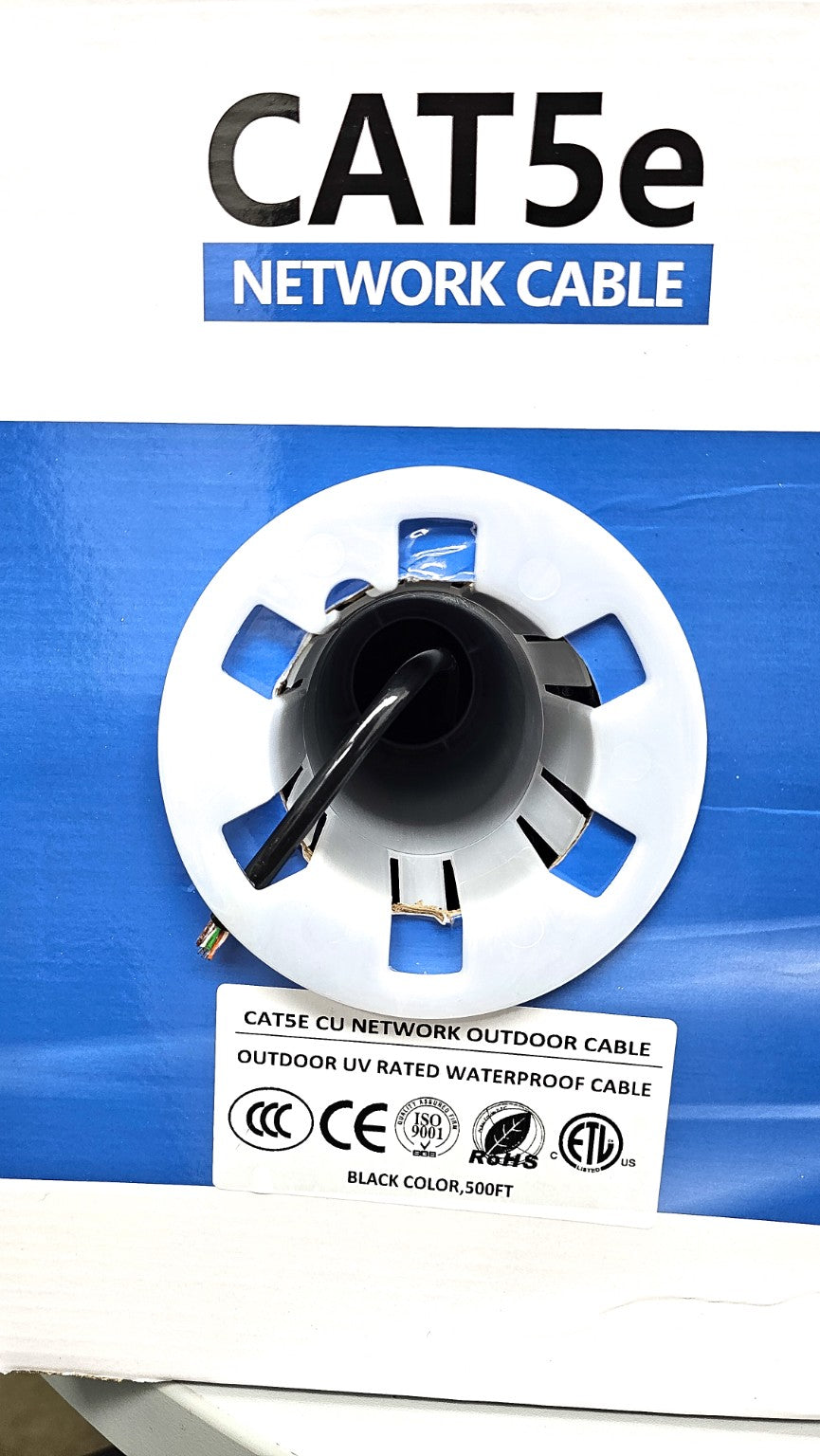 PatchHub 500ft Cat5e Ethernet cable box for wired networking and IT installations