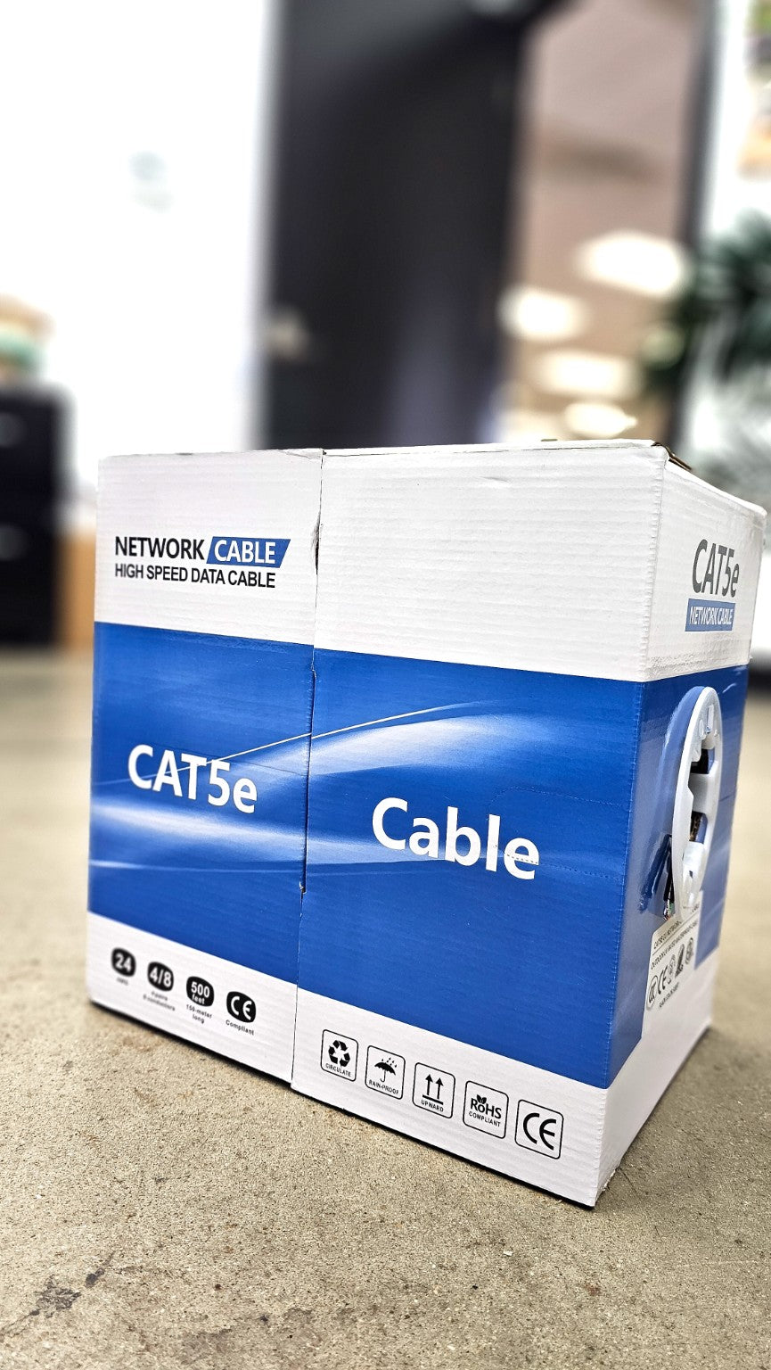 PatchHub 500ft Cat5e Ethernet cable box for wired networking and IT installations