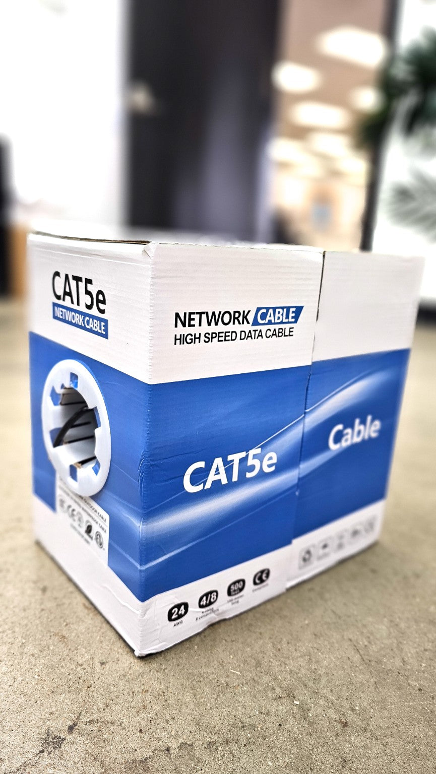 PatchHub 500ft Cat5e Ethernet cable box for wired networking and IT installations