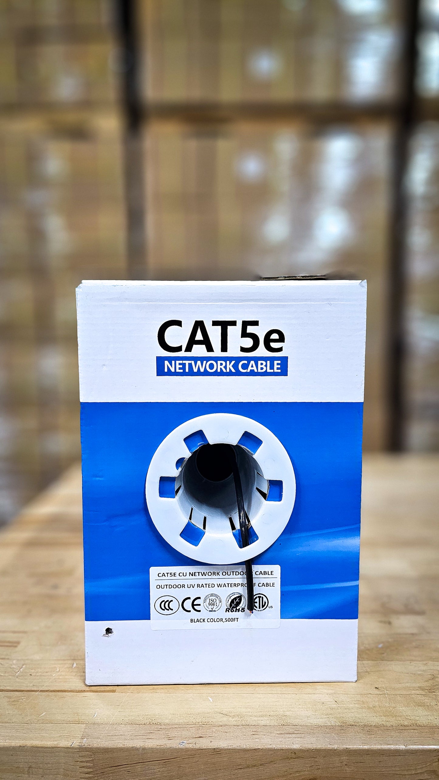Cat5e Outdoor Waterproof Ethernet Cable – 500ft | High-Speed, UV-Rated, Bulk LAN Cable