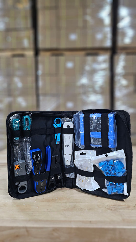 PatchHub 9-Piece Network Tool Kit for Cat5e & Cat6 – Crimping, Cable Tester & Installation Tools