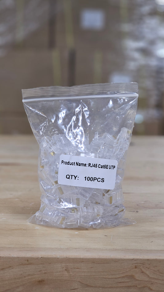 RJ45 Cat5e UTP Connectors – 100-Pack (8P8C)