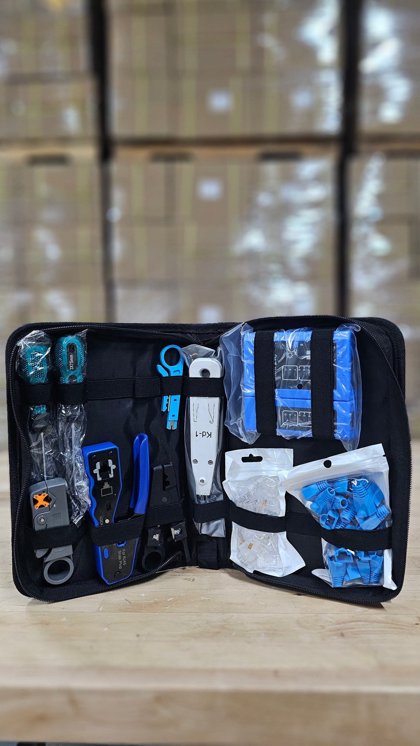 PatchHub 9-Piece Network Tool Kit for Cat5e & Cat6 – Crimping, Cable Tester & Installation Tools