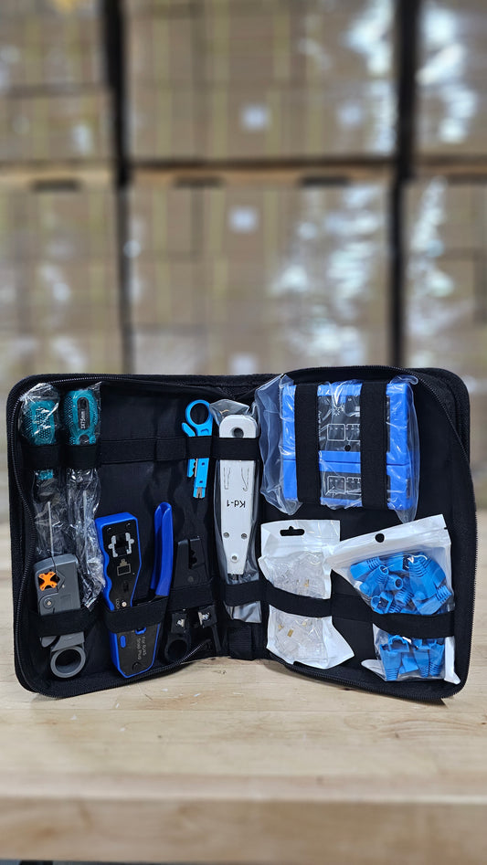 PatchHub 9-Piece Network Tool Kit for Cat5e & Cat6 – Crimping, Cable Tester & Installation Tools